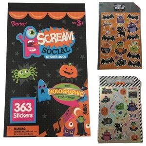 Halloween Stickers Booklet Holographic Googly Eyes Bats Cats Pumpkins Spiders